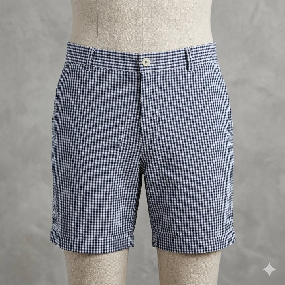 Southern Tide Skipjack Shorts Mens 32 Navy Blue Gingham Check Preppy Coastal